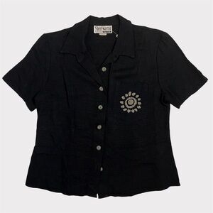 4/$25 Vintage Sheri Martin Black Button-Down Shirt